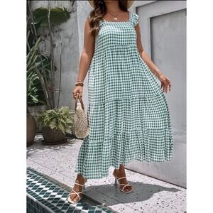 SHEIN VCAY Gingham Print Ruffle Hem Dress - NWOT